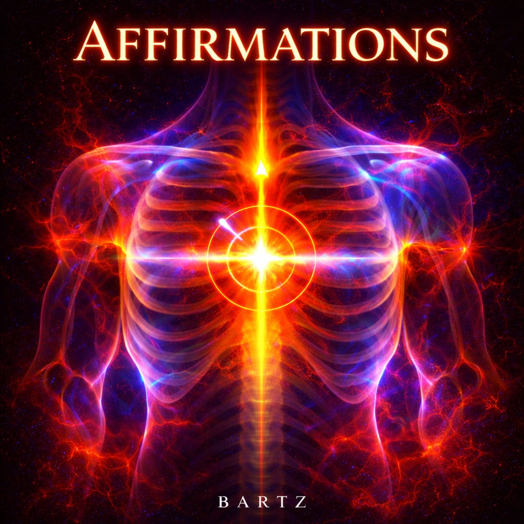 Affirmations by Bartz: cover artwork with a glowing heart and ribcage.
